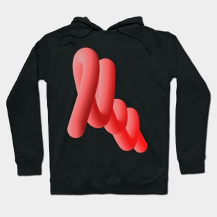 Fluid geometric red abstract shape worm Hoodie